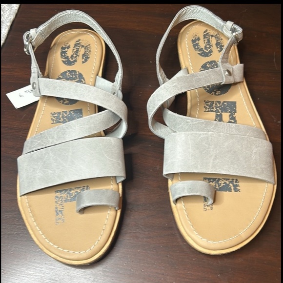 Sorel Ella Gray Criss Cross Ankle Strap Leather Sandals Size 8 NEW - Picture 5 of 8